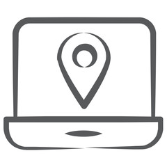 
Map marker inside laptop showcasing online location icon
