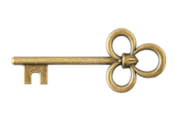 Old key isolated on white background with clipping path