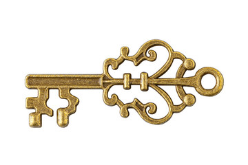 Old key isolated on white background with clipping path