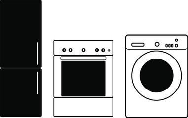  set refrigerator, washing machine, gas stove