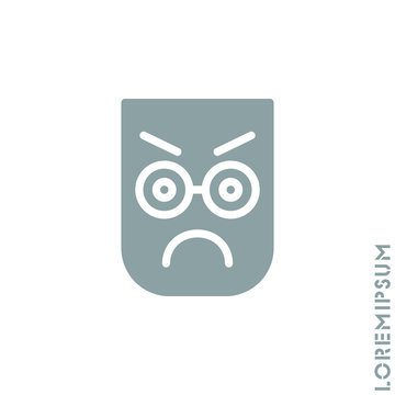 Angry icon vector. Furious Face Emoticon Icon Vector Illustration. Style. Gray on white background 