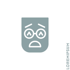Sad Give Up Tired Emoticon Icon Vector Illustration. Style. Very Sad Cry Stressful Emoticon Icon Vector Illustration. Gray on white background