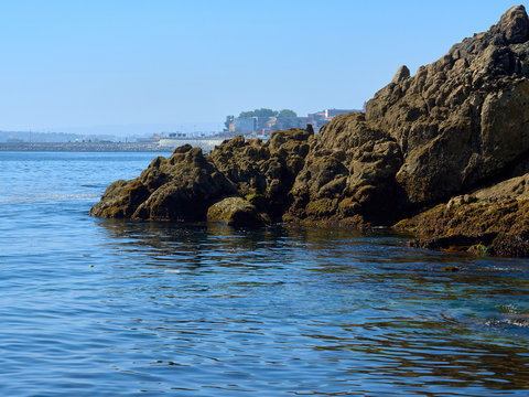 view from la coru&ntilde;a galicia del mar with its rocks