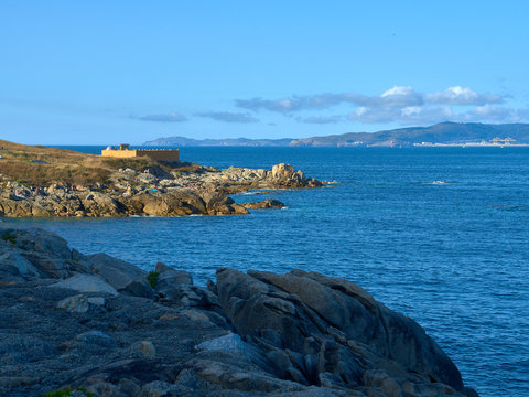 view from la coru&ntilde;a galicia del mar with its rocks
