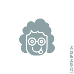 Playful smile girl, woman icon. Simple vector of emoji icons for ui and ux, website or mobile application. isolated with tongue out icon. Gray on white background