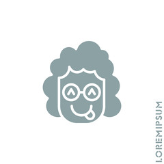 Playful smile girl, woman icon. Simple vector of emoji icons for ui and ux, website or mobile application. isolated with tongue out icon. Gray on white background