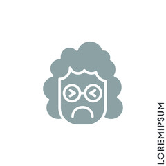 Sad Cry Stressful Emoticon girl, woman Icon Vector Illustration. Style. Angry icon vector, emotion symbol. Modern symbol for web and mobile apps web. gray on white background 
