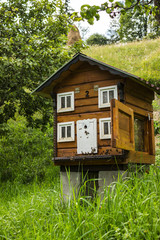 handmade house for bee in a mountain village