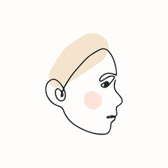 Modern abstract Face. Hand drawn Outline Vector illustration. Continuous line, minimalistic concept