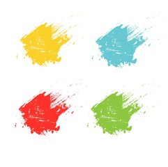 Smears paint grunge set. Yellow red green blue design element stock vector illustration for web, for print