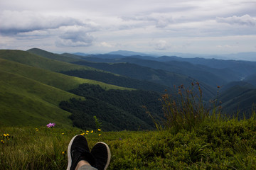 summer mountain landscape with clouds in the sky