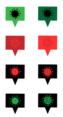 Coronavirus infection. Speech square with the icons of the virus. Vector illustration with multi-colored icons.