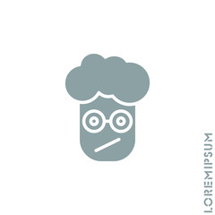 Sad and Confused Emoticon boy, man Icon Vector Illustration. Style. gray on white background