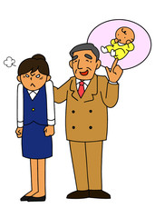 女性社員と出産予定について詮索するセクハラ上司