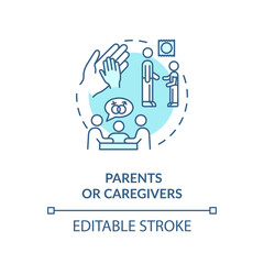 Parents or caregivers concept icon. Sexual education at home idea thin line illustration. Learning about human sexuality from parents. Vector isolated outline RGB color drawing. Editable stroke