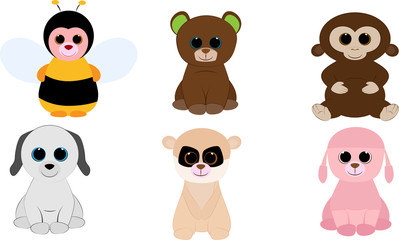 Sweet isolated cartoon soft toys