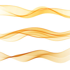 Abstract orange lines divider collection of three beautiful gradient speed swoosh waves.Vector wave flow