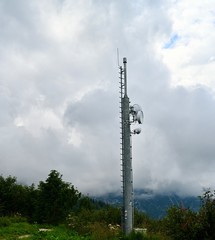 telecommunication tower with antennas.