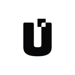 Logo Letter U with pixelate effect style vector design.