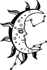 Single image of cute vector moon. Concept design for decoration.