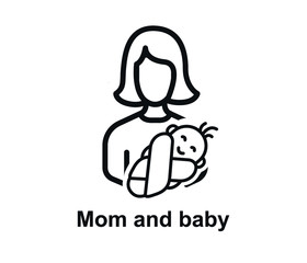 mother and baby icon on white background