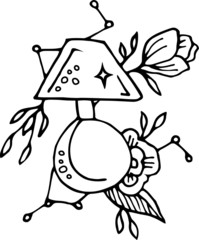 Single image of a cute night lamp with flower in vector. Concept design for decoration.