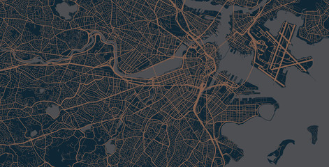 Detailed vector map of Boston, MA, USA - obrazy, fototapety, plakaty