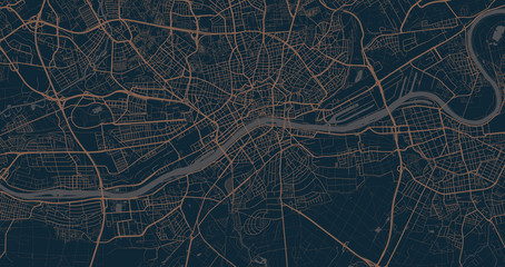 Detailed vector map of Frankfurt, Germany - obrazy, fototapety, plakaty