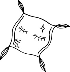 A single image of a cute sleeping pillow. Concept design for decoration.