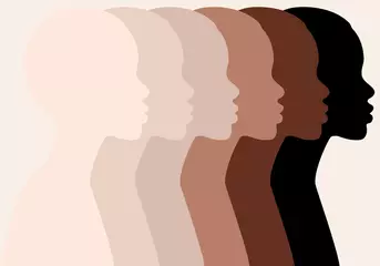 Cercles muraux Pour elle Femmes africaines, silhouettes de profil, couleurs de peau, vecteur