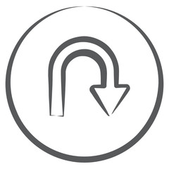 
Bend down arrow in editable linear style, road arrow,
