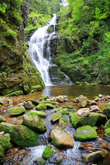 Beautiful Kamienczyka waterfall in Silesia, Poland
