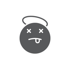 Dead emoticon vector icon symbol isolated on white background