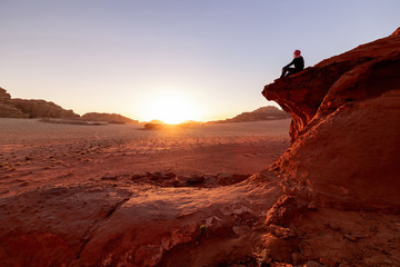 Self portrait at the sunset in the Wadi Rum desert, Jordan.