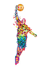Ein Basketballspieler aus grafisch bunten Muster