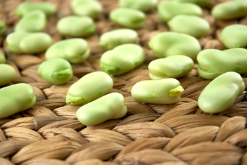 Fresh and organic raw fava, broad beans