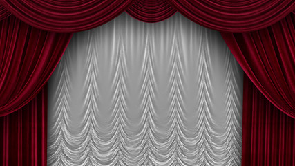 Theater Velvet Curtains with White Curtain in 4k