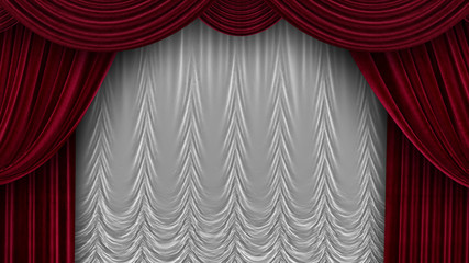 Theater Velvet Curtains with White Curtain in 4k © davstudio