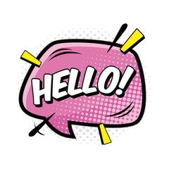Hello comic sound effect speech bubble pop art in vector cartoon style