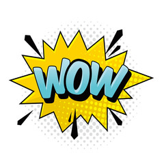 Comic speech bubbles with text Wow. Vector bright dynamic cartoon illustrations isolated on white background.