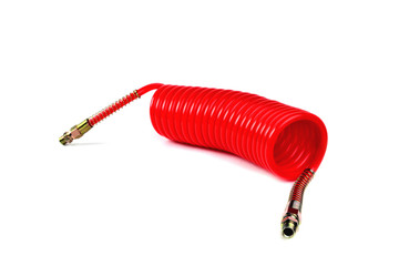 pneumatic hose of a truck for supplying compressed air from a tractor to a trailer, car accessories, car parts  white background