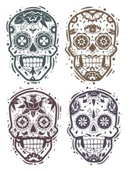 Mexican skull monochrome stencil collection