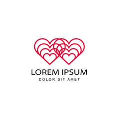 twin heart logo template design vector
