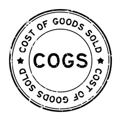 Grunge black COGS Cost of goods sold word round rubber seal stamp on white background