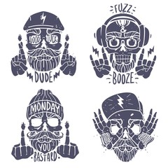hipster skulls emblems