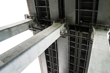 The metal construction of bridge, photo under the bridge