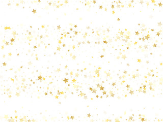 Flying gold star sparkle vector with white background.