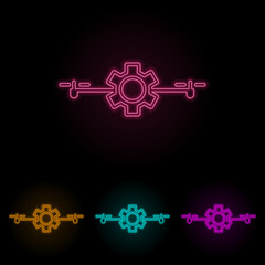 control of drones color neon set. Simple thin line, outline vector of drones icons for ui and ux, website or mobile application