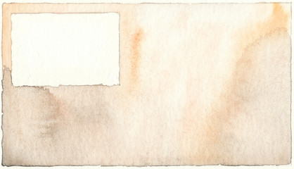 Superfície texturizada de aquarela em papel, com forma retangular branca sem tinta.  - obrazy, fototapety, plakaty