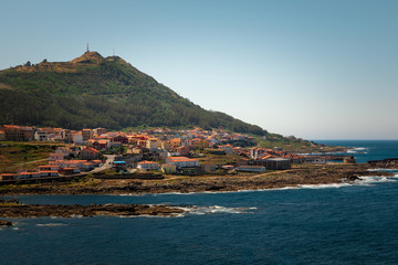 View of A Guarda and Castro de Santa Trega mountain at Galicia, Spain.	
